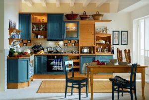 Massivholzküchen - blaue Küche traditionell