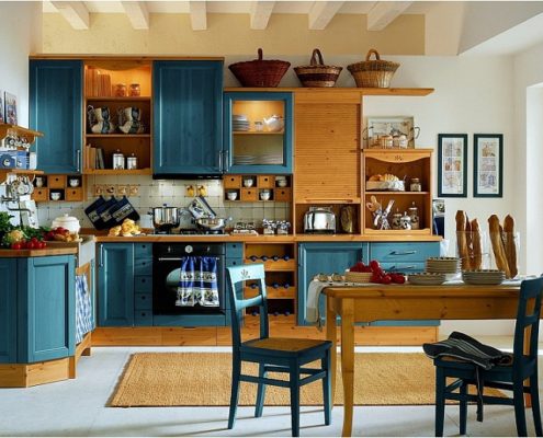 Massivholzküchen - blaue Küche traditionell